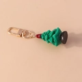Llavero de árbol de Navidad con corona de resina verde y cierre de metal dorado ideal - Árbol de Navidad verde