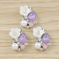 Dreiteiliges Set aus Strass-Perlen-Blumenanhängern mit lila Kristallen für DIY-Schmuck - 10er Pack / Lila