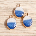 DIY ovale Legierungsanhänger mit blauem Öl-Farbverlauf und Goldrahmen für Schmuckbau - Blau