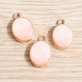 Rosa marmorierte ovale Legierungsanhänger in Roségold für DIY-Schmuckherstellung - Rosa