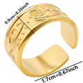 Detailansicht des 0,9cm goldenen Evil Eye Rings mit Maßen und verstellbarer Öffnung - Gold