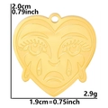 Dimensiones del colgante de corazón en acero bañado en oro 18k con cara que llora - Colgante / Dorado