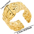 Detailed view of adjustable gold-tone textured ring with dimensions 1.4cm width and 1.7cm diameter - Gold
