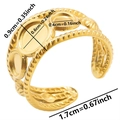 Detailed view of adjustable gold-plated stainless steel ring base with three oval bezels - Gold