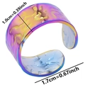 Anillo iridiscente de acero 304, 1,0 cm de ancho con patrón geométrico texturizado - Arcoíris