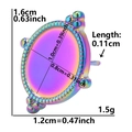 Macro d'oreilles ovales colorées en acier inoxydable avec dimensions détaillées - Style Ovale Perlé Iridescent (D12-R)