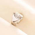 Close-up of a 304 stainless steel ring featuring a teardrop white turquoise stone inlay - Silver White Stone Style (J524-S-W)