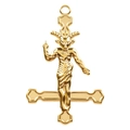 Gold plated 304 stainless steel Baphomet goat head pendant with inverted cross symbol - Gold Style (S1527-G)