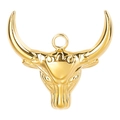 Polished 304 stainless steel bull head pendant with 18k gold plating for DIY jewelry making - Gold (S1402-G)