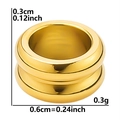Makro-Detail einer 0,3 cm vergoldeten 304 Edelstahlperle mit Abmessungen und Gewicht - Doppelring Niedriger Stil (S1380-G) / Gold
