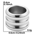 Edelstahlperle 304 mit großem Loch 0,6cm Durchmesser für DIY Schmuckherstellung - Dreifachring Hoher Stil (S1381-S) / Silber