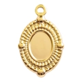Retro 18k vergoldeter Edelstahl Oval Anhänger mit strahlendem Seilmuster am Rand - Gold Stil (S1434-G) / Gold