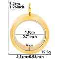 Polished gold 304 stainless steel round glass locket pendant 3.2cm for DIY photos - Gold