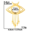 Détail du pendentif œil en acier inoxydable 304 doré avec croissant et pompons effilés - Or (Épais)