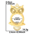Detailed size specifications for the stainless steel owl locket pendant with measurements - Gold-Thick