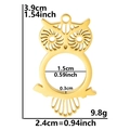 Golden owl stainless steel pendant locket with dimensions showing 3.9cm height and 9.8g weight - Gold-Thin