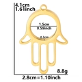 Golden stainless steel Hamsa Hand pendant with detailed dimensions and 4.1cm height - Thin Style / Gold
