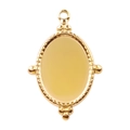Ciondolo ovale vintage in acciaio inossidabile 304 placcato oro 18k con bordo perlato - Oro