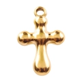 Colgante de cruz en acero inoxidable 304 chapado en oro 18k con diseño fluido pulido - Dorado (S1454-G)