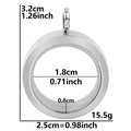 Silver 304 stainless steel round glass locket pendant with dimensions 3.2cm by 2.5cm - Silver