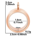Rose gold stainless steel floating locket with size measurements for DIY jewelry - Rose Gold