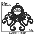 Pendentif poulpe noir en acier inoxydable avec croissant de lune et fermeture vissée - Style Poulpe (X5-B) / Noir
