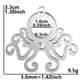 Pendentif poulpe en acier inoxydable argenté avec mesures de taille précises incluses - Style Poulpe (X5-S) / Argent
