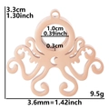 Pendentif médaillon pieuvre or rose avec design creux pour accessoires bijoux photo DIY - Style Poulpe (X5-RG) / Or rose