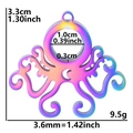 Pendentif médaillon pieuvre arc-en-ciel en acier inoxydable de 3,3 cm de hauteur - Coloré
