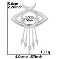 Pendentif médaillon en acier argenté avec œil, croissant de lune et breloques - Ton Argent (Mince)