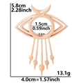 Pendentif œil en acier inoxydable or rose avec motif lune et détails de taille - Or Rose (Mince)