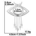 Pendentif lune et œil en acier argenté avec glands, dimensions de 5,8 cm de haut - Ton Argent (Épais)