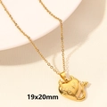 Collana dorata in acciaio inossidabile con cuore corna di diavolo e Love 19x20mm - Cuore del Diavolo Love - Oro (S738-G+N22-G)