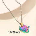 Collana con cuore di diavolo in acciaio inossidabile arcobaleno e rilievo di fiamme - Cuore del Diavolo Love - Arcobaleno (S738-R+N22-R)