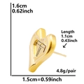 Détails des dimensions des boucles d'oreilles cœur en acier inoxydable 304 dorées à motif - Or (D197)