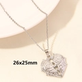 Collana a cuore in acciaio inossidabile argento con incisione floreale e pendente 26x25mm - Cuore Floreale Vintage - Argento (S904-S+N22-S)
