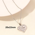 Collana con ciondolo a cuore argento 20x22mm in acciaio inossidabile lucido - Cuore Ondulato 3D - Argento (S1022-S+N22-S)