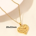 Collana a cuore placcata oro 18k con ciondolo a onde 20x22mm per le donne - Cuore Ondulato 3D - Oro (S1022-G+N22-G)