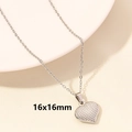 Pendaglio a cuore argento con trama a griglia 16x16mm e catena a O stile elegante - Cuore Trama a Griglia - Argento (S1405-S+N22-S)