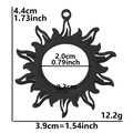 Black stainless steel sunflower pendant necklace with dimensions 4.4x3.9cm shown in detail - Thin Black (X4-B)