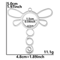 Pendentif libellule en acier inoxydable argenté avec cadre intérieur circulaire et dimensions - Argent Style Mince