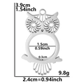 Hollow owl stainless steel pendant with dimensions of 3.9 cm height and 2.4 cm width - Silver-Thin