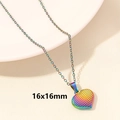Collana con cuore iridato di 16x16mm con trama a griglia e finitura colorata - Cuore Trama a Griglia - Arcobaleno (S1405-R+N22-R)