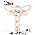 Base de pendentif libellule en acier inoxydable or rose avec dimensions détaillées - Or Rose Style Mince