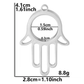Hamsa Hand 304 stainless steel pendant dimensions and size specifications with 4.1cm height - Thin Style / Steel