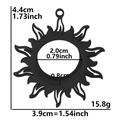 Schwarzer Sonnenblumen Edelstahl Anhänger mit Größenangaben und Abmessungen - Dickes Schwarz (X8-B)