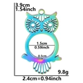 Rainbow owl stainless steel pendant locket with detailed size measurements - Multicolor - Thin