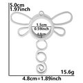 Pendentif libellule en acier inox argenté 5.0x4.8cm avec cadre intérieur rond 1.5cm - Argent Épais