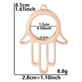 Rose gold Hamsa Hand locket pendant in stainless steel with detailed dimensions and size - Thin Style / Rose Gold
