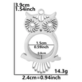 Polished 304 stainless steel owl pendant with dimensions 3.9cm height and 2.4cm width - Silver-Thick